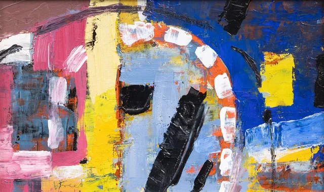 WILLIAM FREED (USA, 1904-1984). Komposition, olja på pannå, signerad.