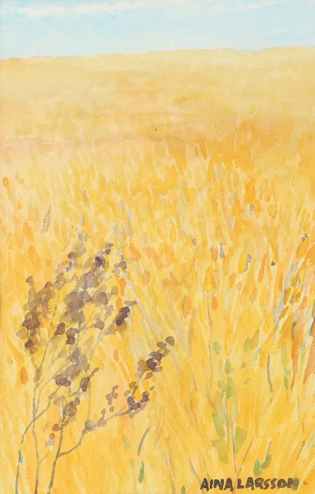 AINA LARSSON (1935-1922). Sädesfält, akvarell, signerad.