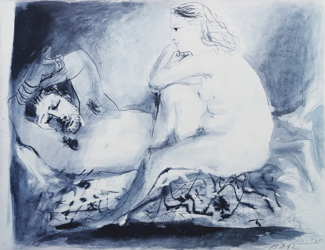 PABLO PICASSO. "Sclafender". Tryck, VG Bildkunst, Bonn, 2000. — Engravings & Prints — Växjö Auktionskammare