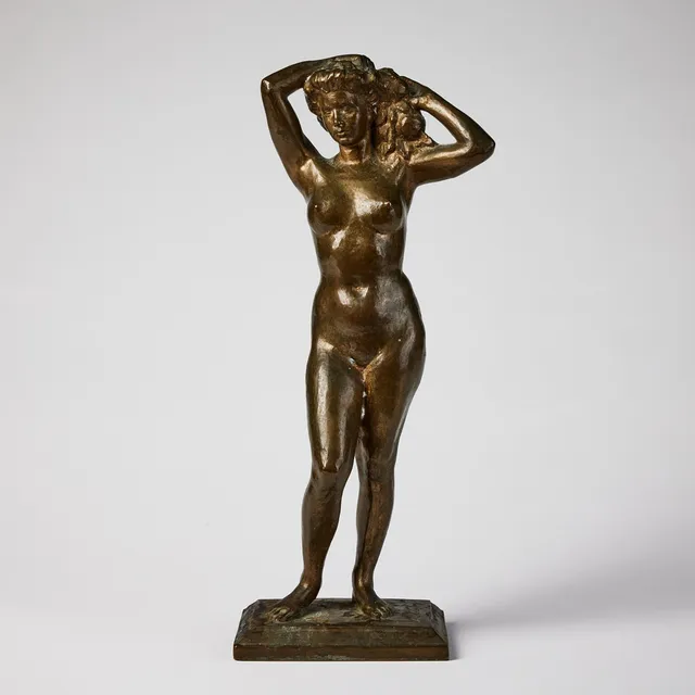 NILS MÖLLERBERG. Pomona, guldpatinerad brons, höjd 37 cm.