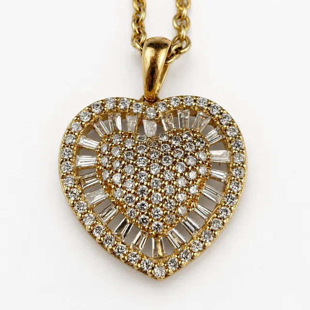 DIAMANT-Herzhänger mit Kette - Anhänger Gelbgold 585/000.