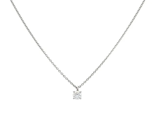 TIFFANY & CO, enstenshänge med kedja, platina, briljantslipad diamant 0,29 ct, W(H)/VS1, längd 41 cm, vikt 2,4 g, originalask, ytterkarting, certifikat, påse.