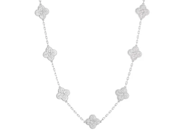 VAN CLEEF & ARPELS, collier, Vintage Alhambra, 18K vitguld, 20 motiv, serienr JA141977, längd 86 cm, vikt 62,0 g, certifikat, originaletui och ytterkartong.