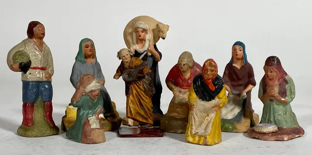 PESEBRE. 21 PIEZAS. 17 PIEZAS EN TERRACOTA, CON DECORACIÓN PARA PESEBRE.