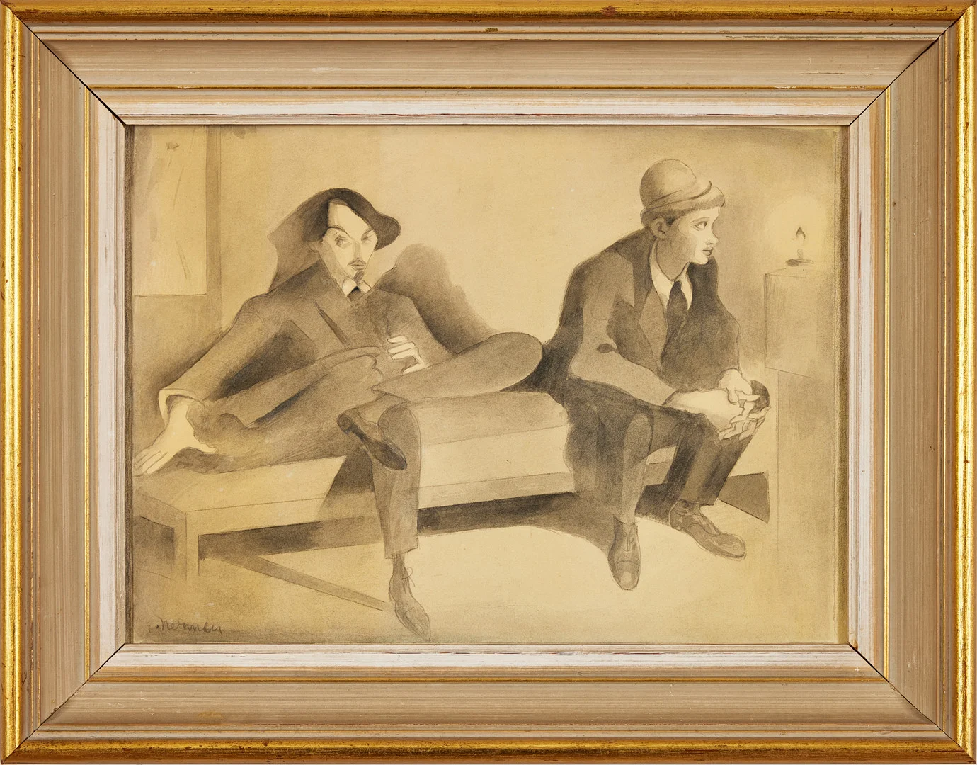 EINAR NERMAN. Porträtt av Isaac Grünewald och Einar Jolin. — Drawings — Stockholms Auktionsverk Magasin 5