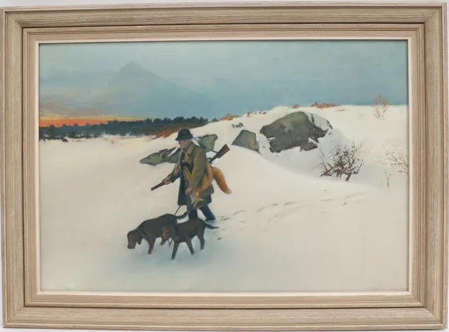 BRUNO LILJEFORS. Tryck efter, jägare med hundar.