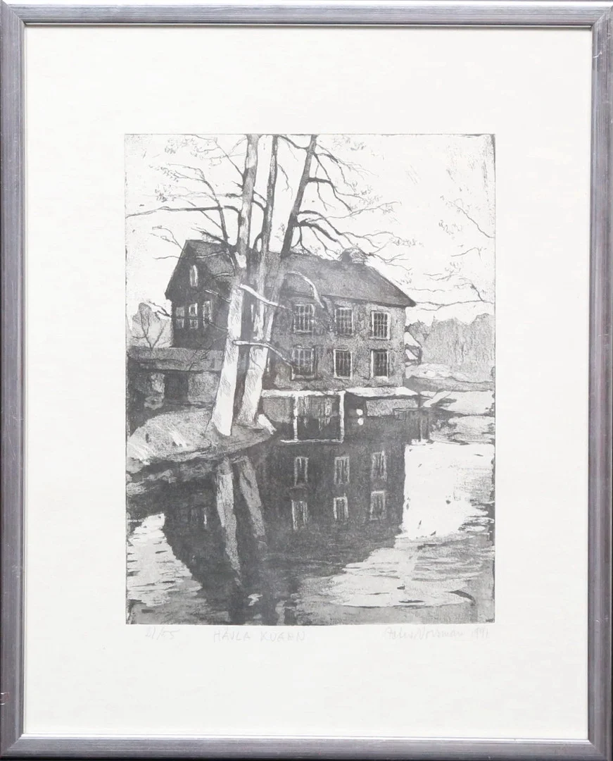 PETER NORRMAN. "Hävla kvarn". Etsning, signerad, numrerad 21/55, daterad 1991. — Engravings & Prints — Gomér & Andersson Linköping