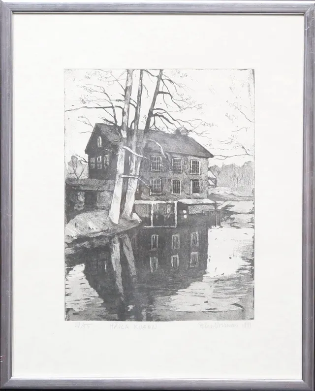 PETER NORRMAN. "Hävla kvarn". Etsning, signerad, numrerad 21/55, daterad 1991.