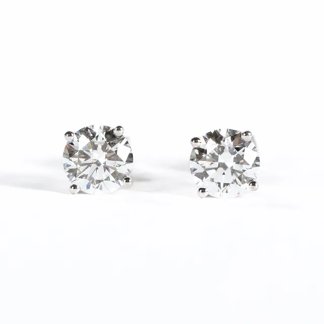 A pair of earrings with laboratory-created brilliant-cut diamonds, totaling 2.06 ct. (2)