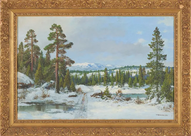 THORVALD RYGAARD. Norrländskt landskap, olja på duk, signerad och daterad 1927.