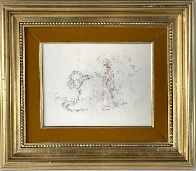 ROBERT HÖGFELDT. "Ormtjusaren", teckning, signerad Högfeldt.