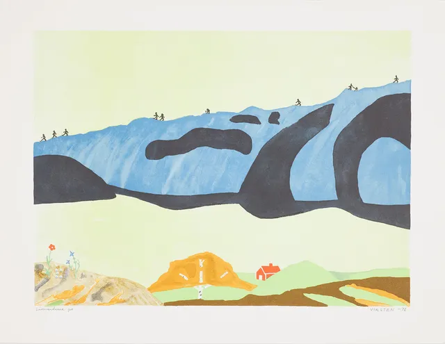 HANS VIKSTEN (1926-1987). "Livsvandrare", färglitografi, signerad, märkt PT, daterad -76.
