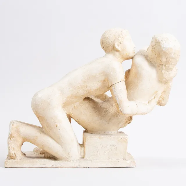 GERHARD HENNING. (1860-1967) skulptur af gips (32cm høj). Signeret. Danmark, 1922.
