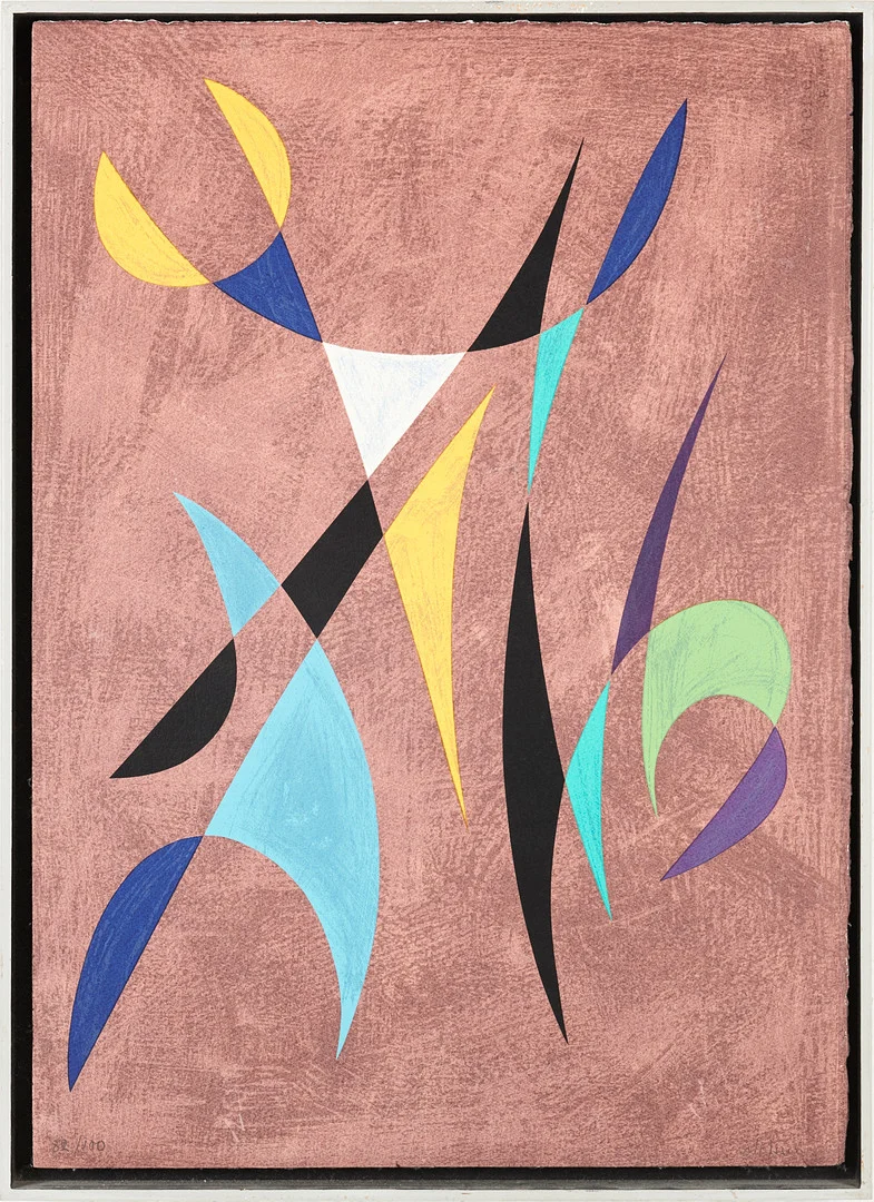 PIERRE OLOFSSON. "Förspel", färglitografi, signerad Olofsson, numrerad 82/100. — Engravings & Prints — Stockholms Auktionsverk Magasin 5