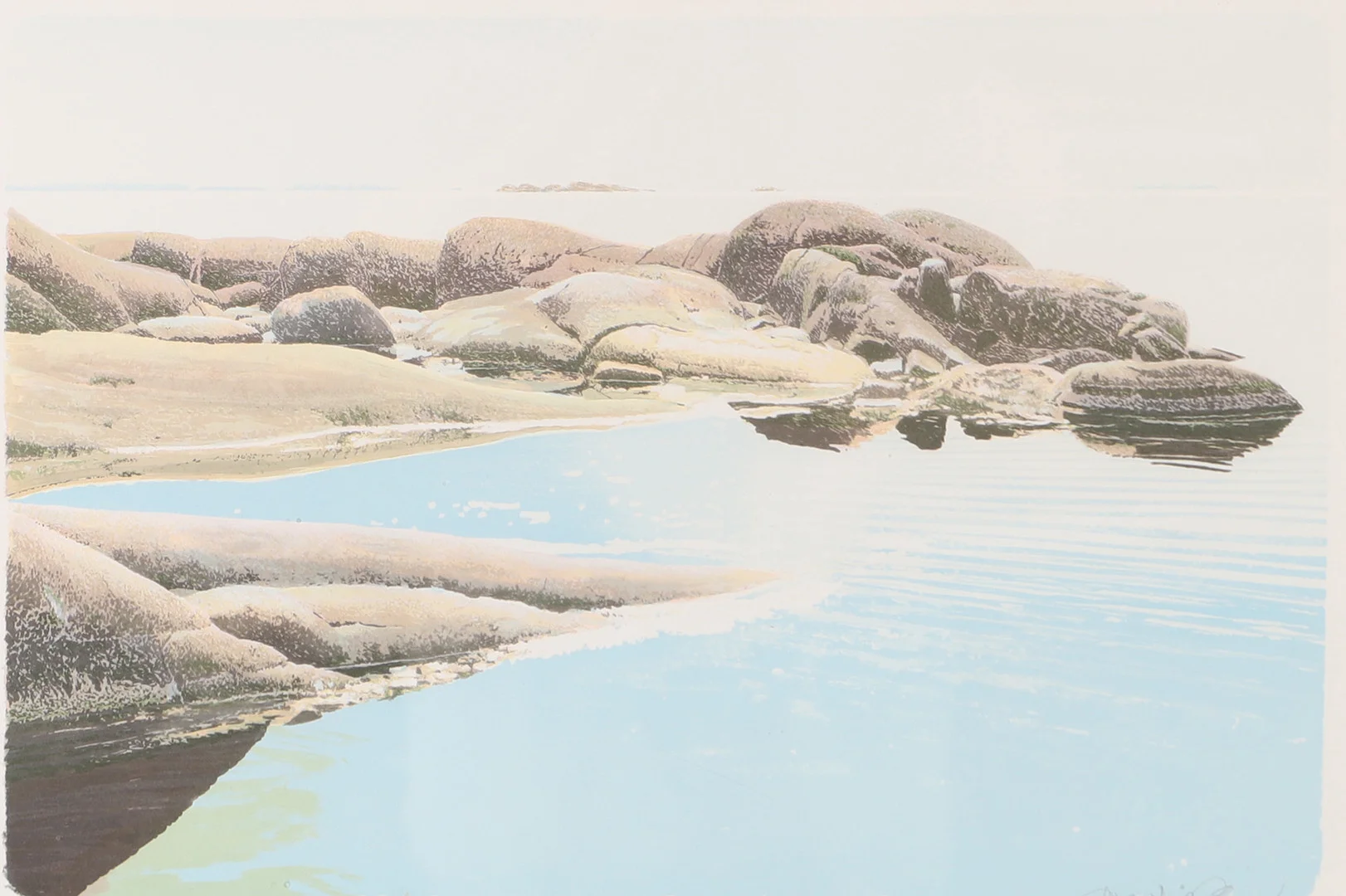GÖRAN HAHNE. Skärgårdsmotiv, färglitografi, signerad. — Engravings & Prints — Helsingborgs Auktionskammare