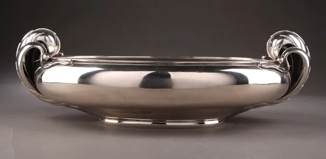 P. Hertz. Large art deco bowl in silver, Copenhagen, 1936