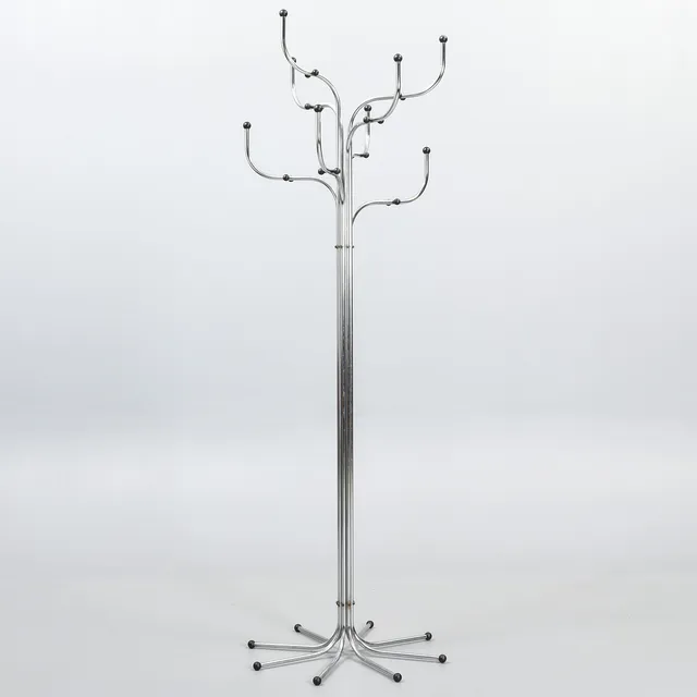 SIDSE WERNER. Stumtjener, "Coat tree", model "9999-1", Fritz Hansen, Danmark, formgivet 1971. forkromet metal.