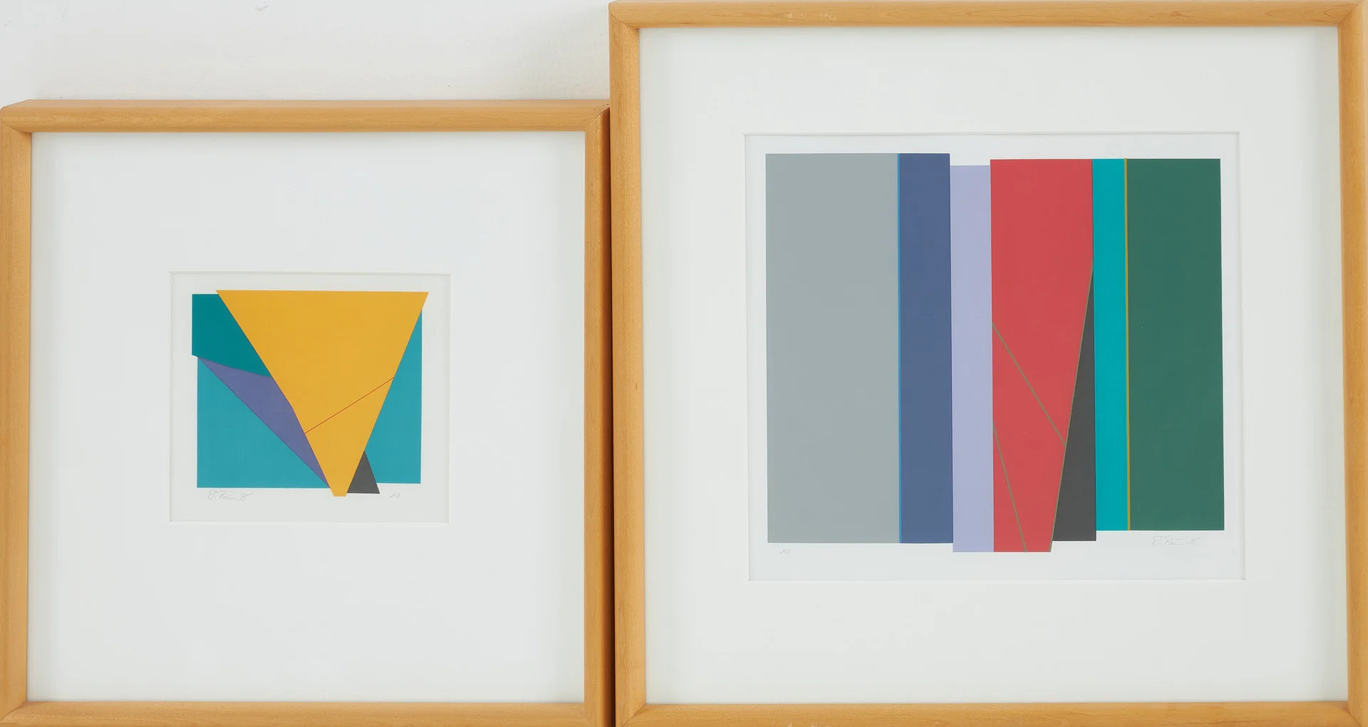 ILKKA PÄRNI, 2 st., Serigrafier, geometriska kompositioner, signerade samt daterade -95 EA. — Engravings & Prints — Stockholms Auktionsverk Sickla