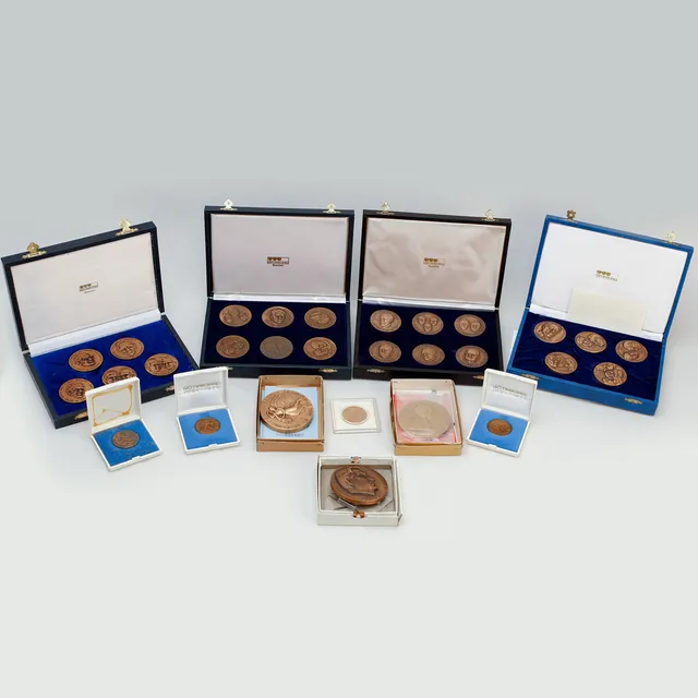 SAMLING MEDALJER, diverse, bl.a Sex Bernadotter, Nobelvinnare och Göteborg 350 år, 1970-tal.