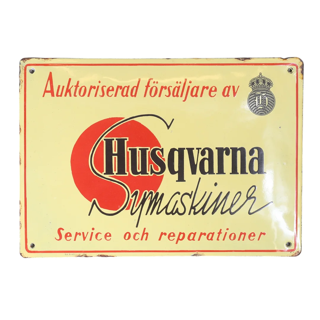 EMALJSKYLT, "Husqvarna Symaskiner Service och Reparationer", Husqvarna Vapenfabriks AB, 1943. — Miscellaneous — Gomér & Andersson Nyköping