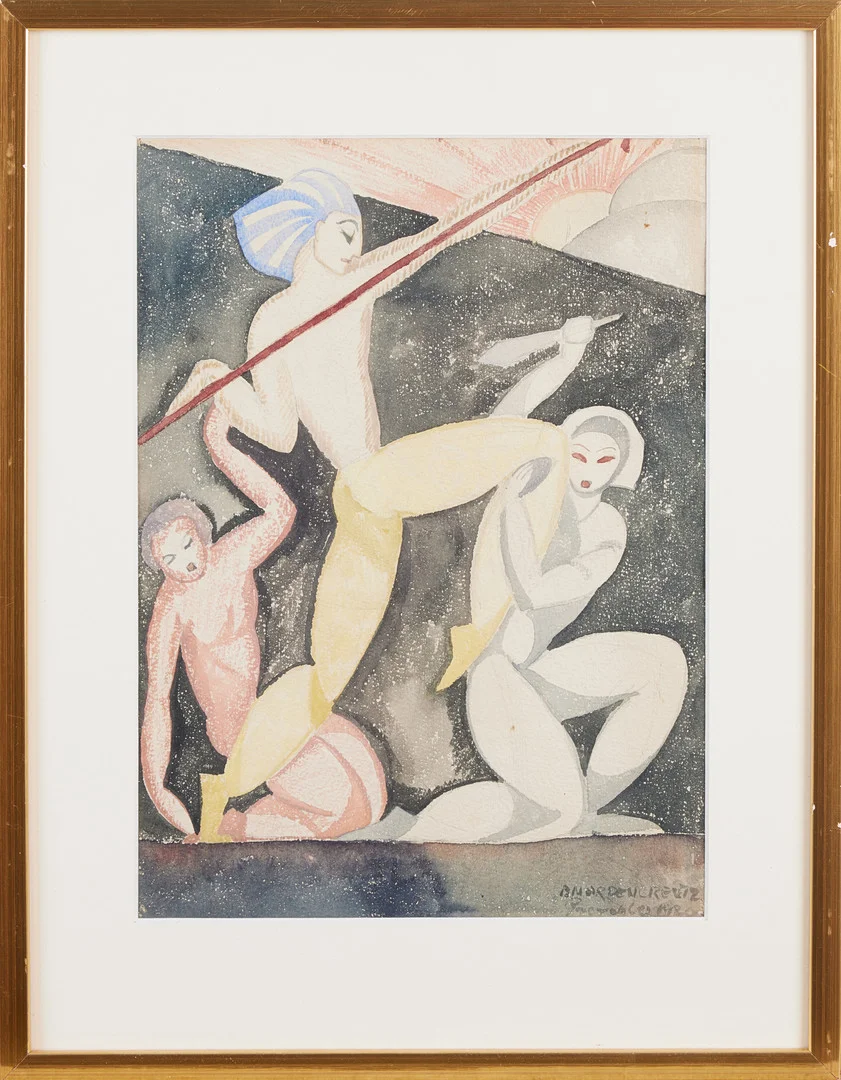 BRITA NORDENCREUTZ. Kamp, akvarell, signerad B Nordencreutz. — Paintings — Stockholms Auktionsverk Magasin 5