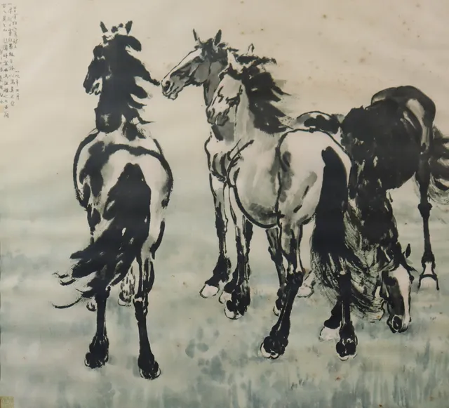 XU BEIHONG, offset tryck, hästar.