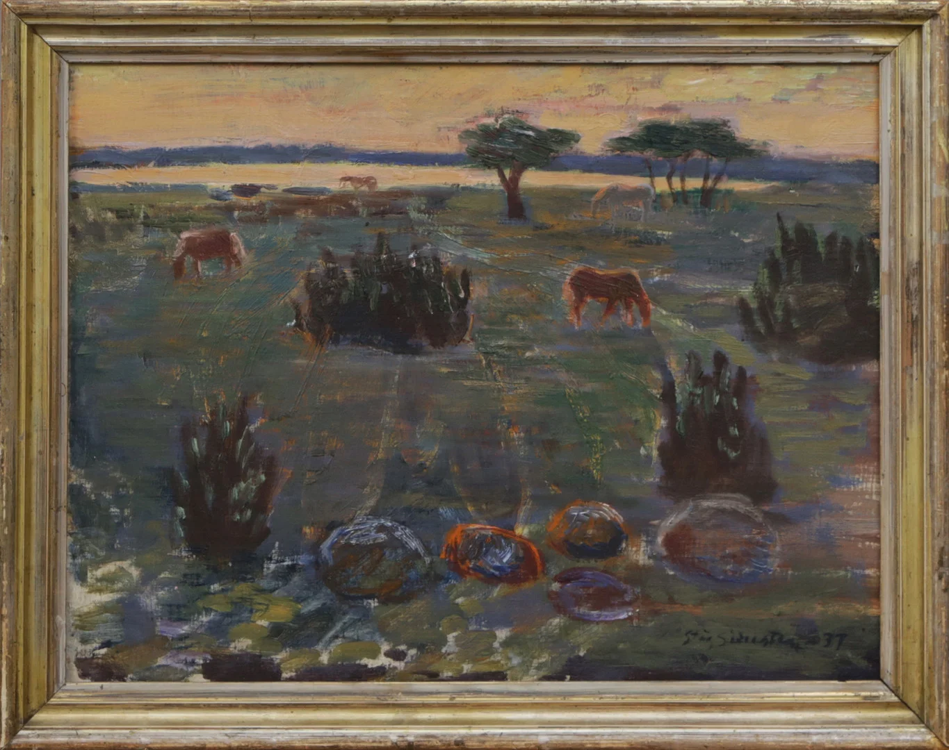 STIG SÖDERSTEN. OLJA, på pannå "Hästar på Alvaret" signerad, 1937. — Paintings — Kalmar Auktionsverk