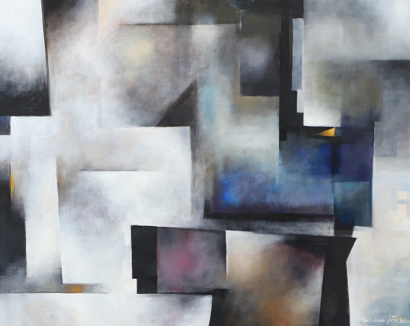 BARBRO JÖNSSON. "Kanaler", olja på duk, signerad. — Paintings — Helsingborgs Auktionskammare