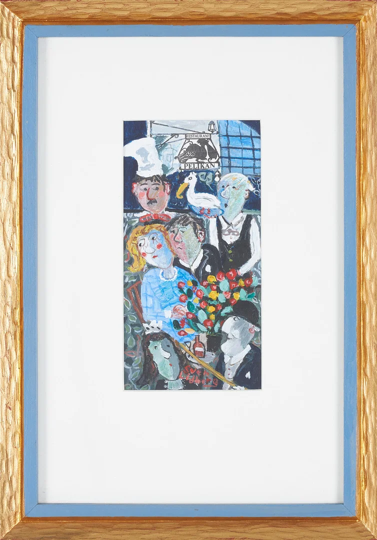 SVEN LIDBERG. Pelikan Södermalm, restaurang interiör, olja på papper, signerad. — Paintings — Stockholms Auktionsverk Sickla