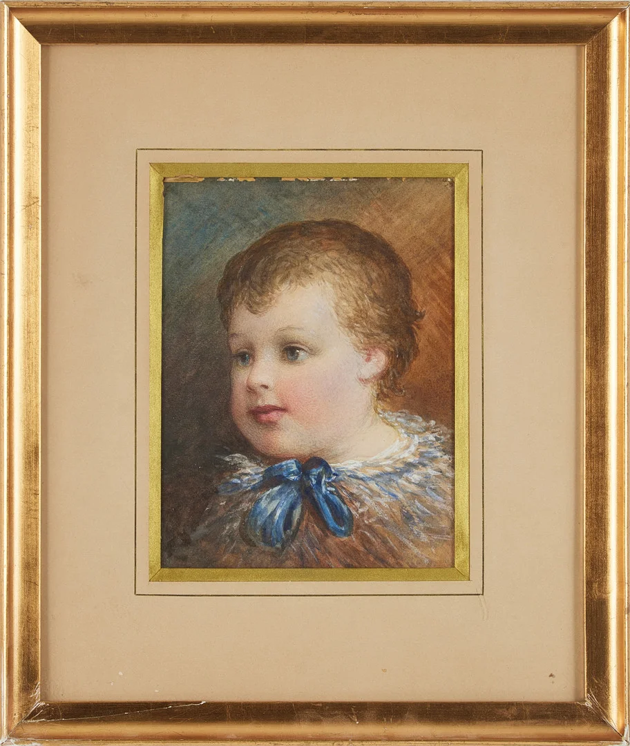 EGRON LUNDGREN. TILLSKRIVEN. Porträtt av pojke, blandteknik på papper. — Paintings — Stockholms Auktionsverk Magasin 5
