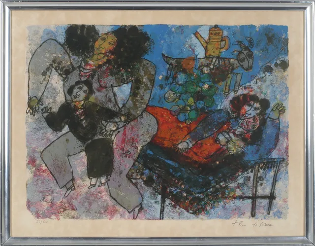 THEO TOBIASSE. "Ruth ou le bonheur d'être mère", färglitografi, signerad och numrerad 55/200.