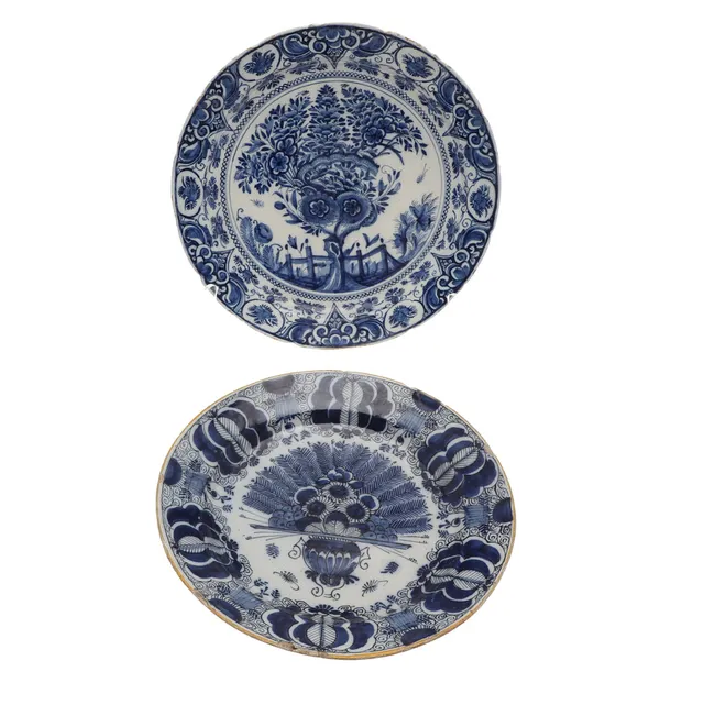TWO 18THC ANTIQUE DELFT DISHES.