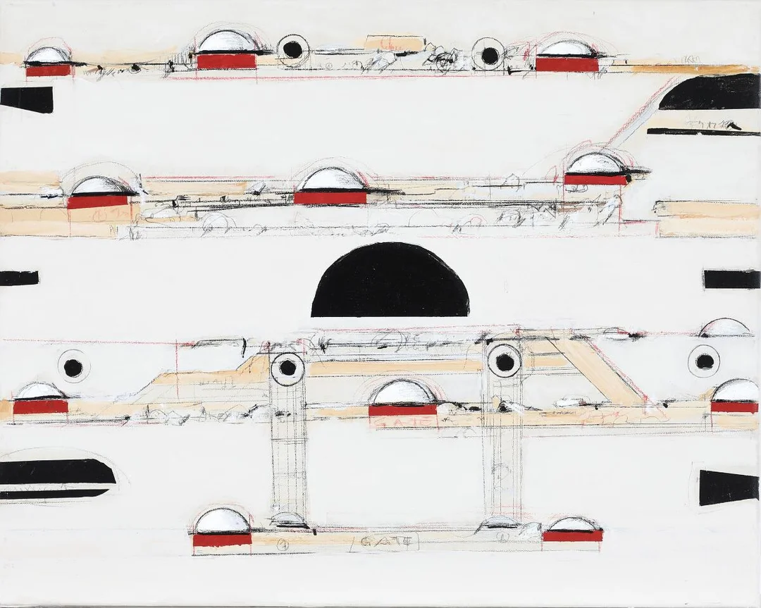 Jes Fomsgaard: Untitled. Signed on the reverse. Acrylic and varnish on canvas. 40 × 50 cm. — Modern Paintings/Modern art — Bruun Rasmussen