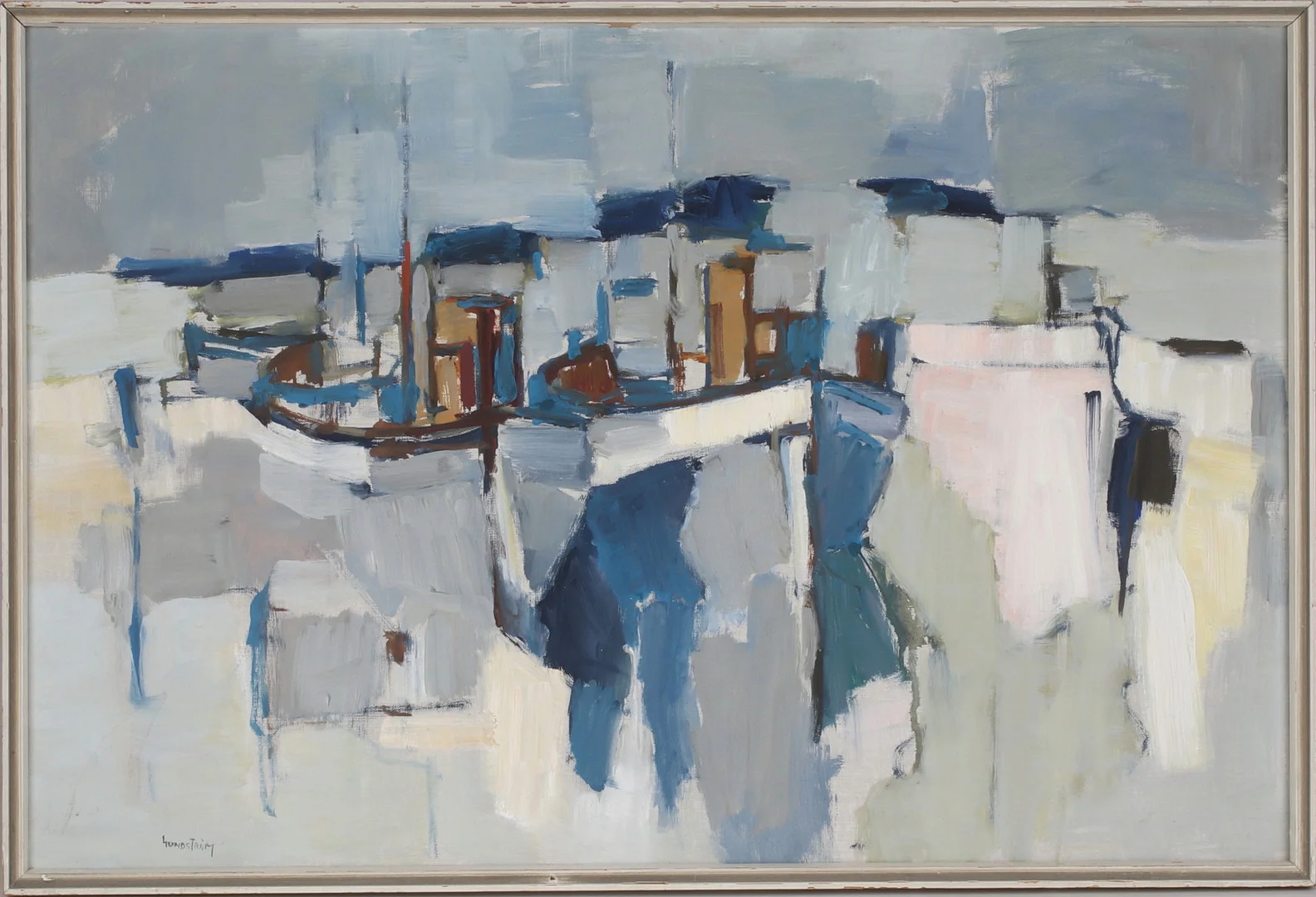 GÖSTA SUNDSTRÖM. "Nättrok", olja på duk, signerad. — Paintings — Stadsauktion Sundsvall