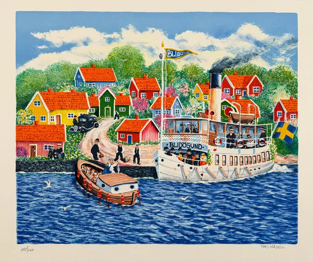 MATS HÅDELL (FÖDD 1958). "Blidösund", färglitografi, signerad och numrerad 282/360.