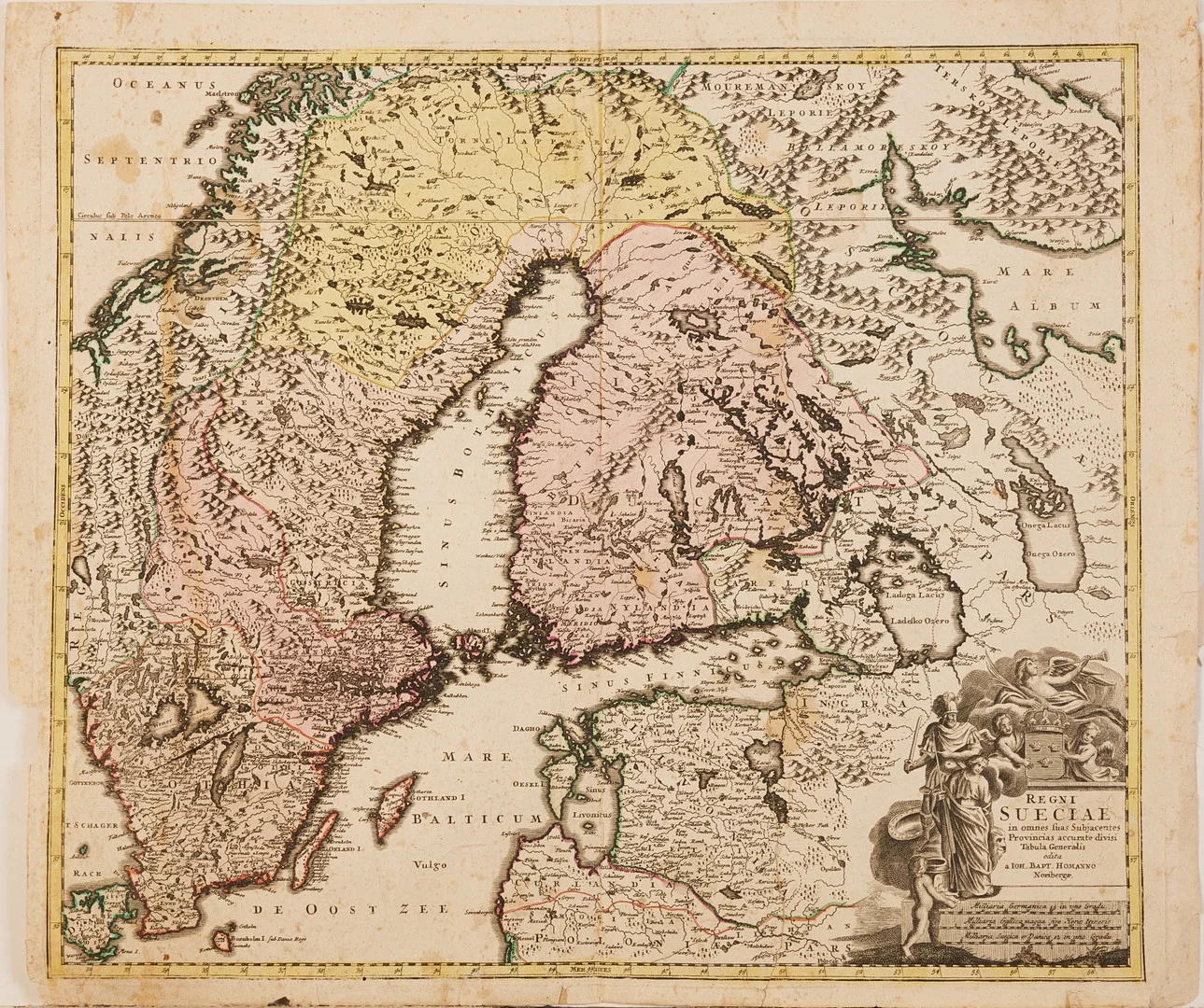KARTA AV HOMANN, REGNI SUECIAE, CA 1730. — Maps — Stockholms Auktionsverk Magasin 5