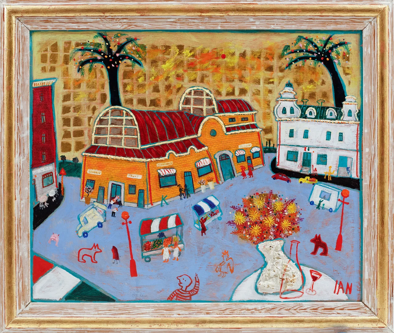 IAN RUSTH. "Saluhallen", olja på pannå, signerad. — Paintings — Göteborgs Auktionsverk