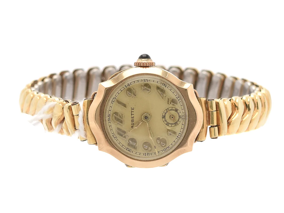 Abuette 14K, 21mm, flexiband, trasig, etui — Klockor/Övriga klockor — Kaplans