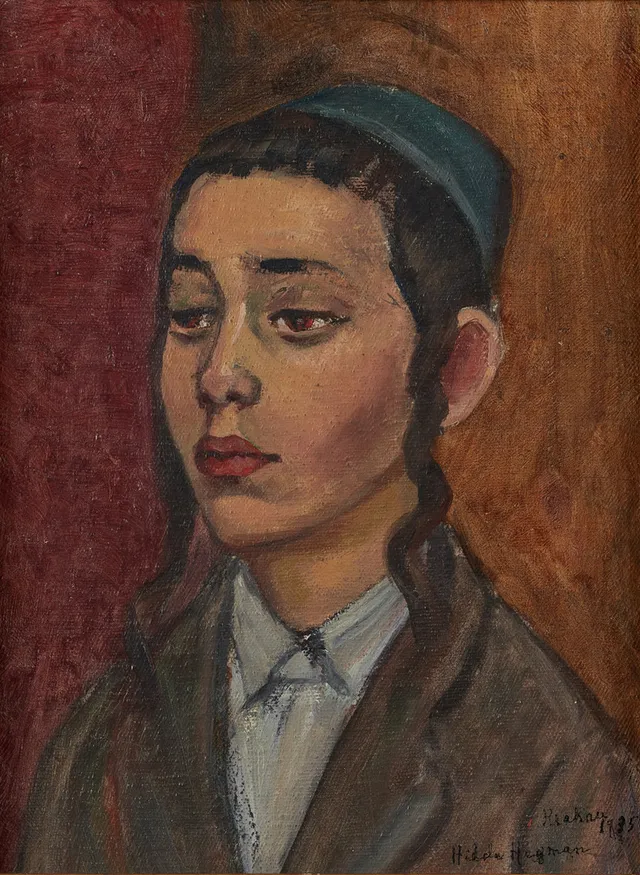 HILDA HEYMAN (Vårgårda 1872-1955 Stockholm ). Porträtt av pojke, signerad och daterad 1935 Krakow, olja på duk på pannå.