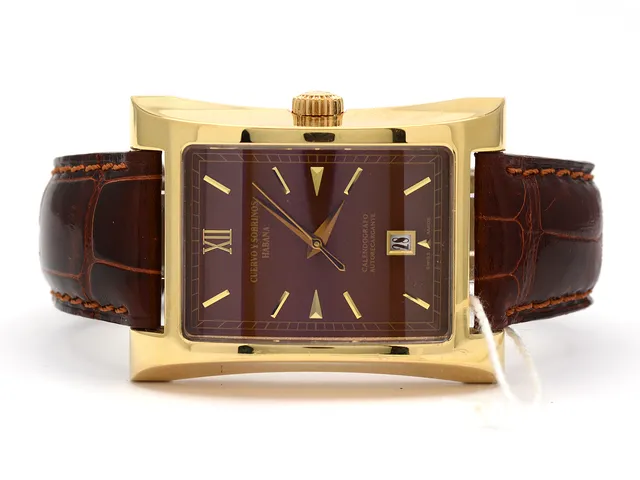 Herrur Cuervo Y Sobrinos Habana "Esplendidos" Calendografo Autorecargante, cal Eta 2824-2, refnr: O 2412/2, boettnr 7807, 35,5mmx 37 (47)mm, 18K rosa guld, automatisk, safirglas, datum läderband, originalspänne i 18K rosa guld, brv 103,4g, Swiss made