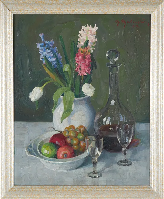HENNING MALMSTRÖM (1890-1968). Stilleben, olja på pannå, signerad och daterad 1912.