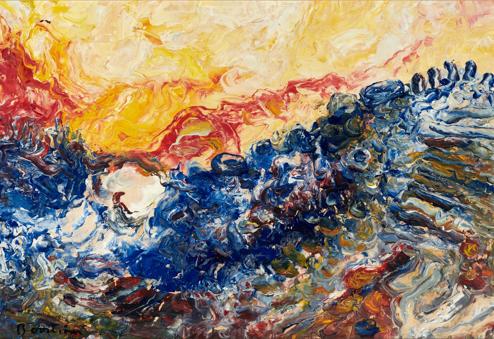 HARRY BOOSTRÖM (1917-1996) Abstrakt komposition, signerad Booström, akryl på papper. — Paintings — Crafoord Auktioner Stockholm