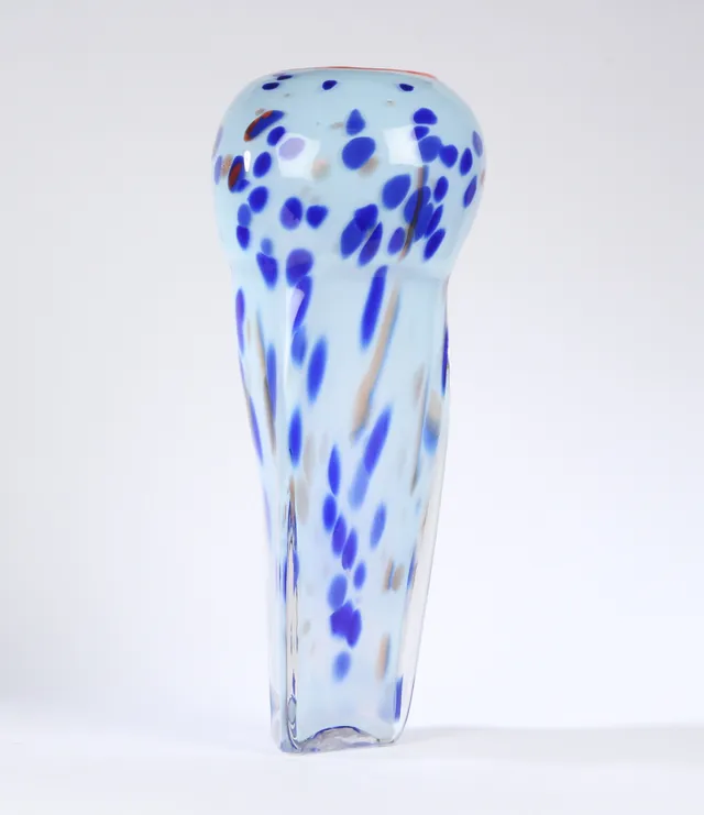 Finn Lynggaard. Floor vase of multi-colored glass