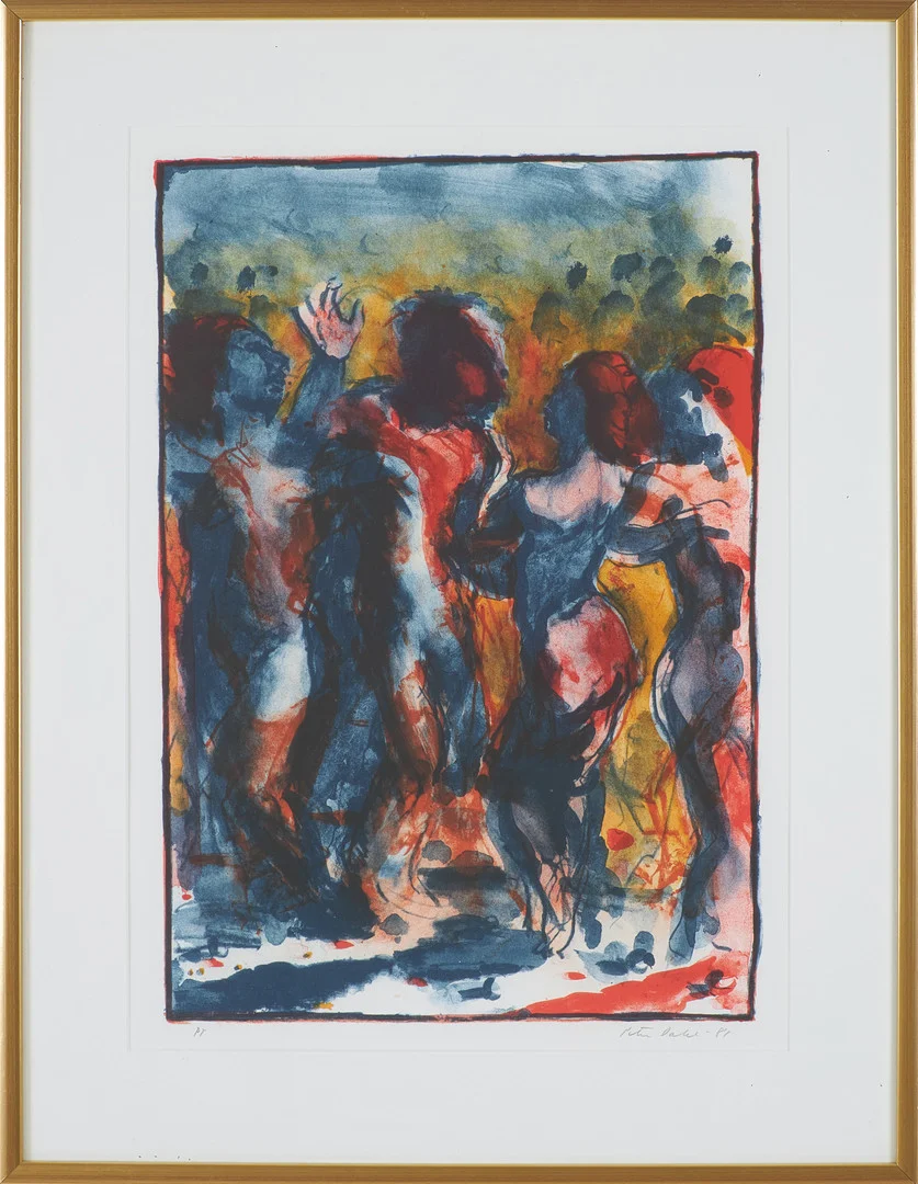 PETER DAHL. "Disco", färglitografi, signerad, provtryck, daterad -81. — Engravings & Prints — Stockholms Auktionsverk Sickla