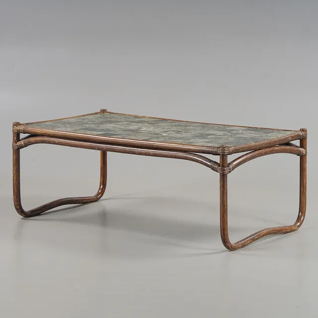 SOFFBORD "Baden" Betsad rotting, skiva i stenimitation, IKEA 1970-tal.