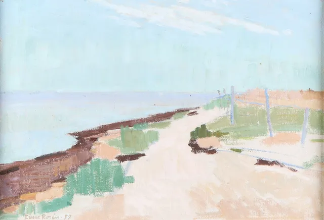 EINAR ROSÉN. Oljemålning på duk. "Strand m. tång". Signerad och daterad -57.