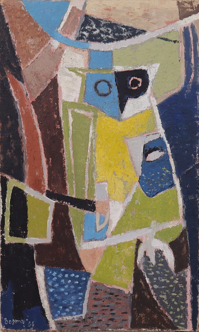 WIM BOSMA (1902-1985). olja på pannå, "Owls and Trees". — Paintings — Markus Auktioner