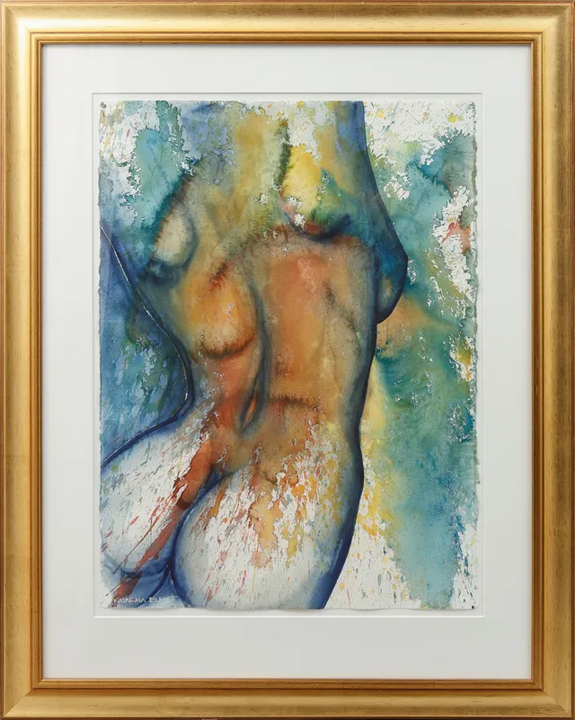 KATARINA ELFAST. Figural komposition, akvarell, signerad.