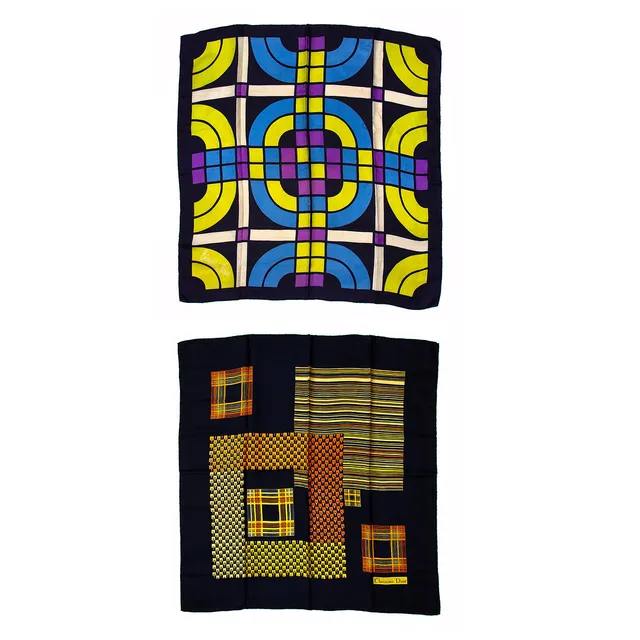 SCARFS. Två st, Dior samt Bianchini Ferier, siden.