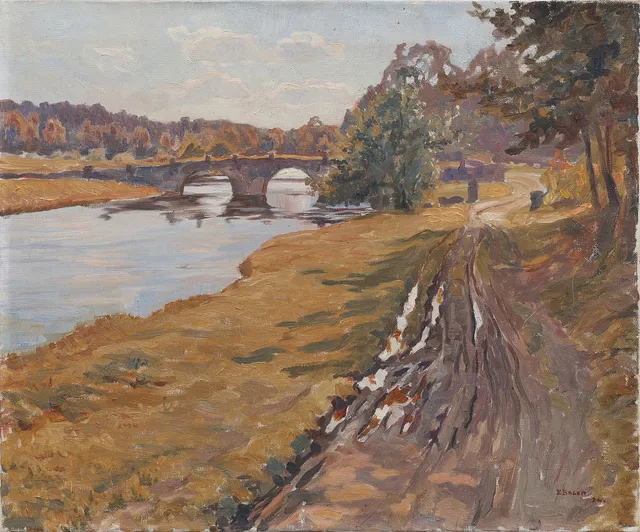 EINAR BAGER. LANDSKAP MED VALVBRO, 1924.